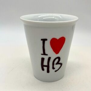 Henri Bendel Ceramic Travel Tea Coffee Cup Mug I Love HB I Heart HB Collectible